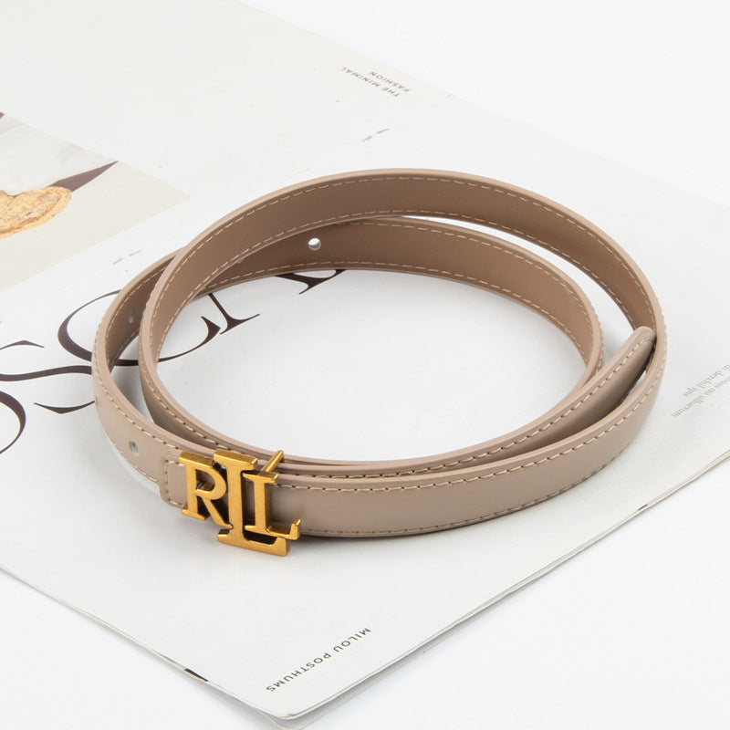 Wholesale Letter genuine leather women' s thin belt cowhide belt